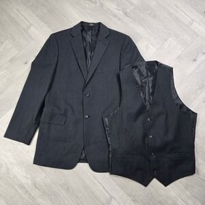 Wilke Rodriguez Size 40L Suit Jacket & Vest Set Two Button Front Formal Business